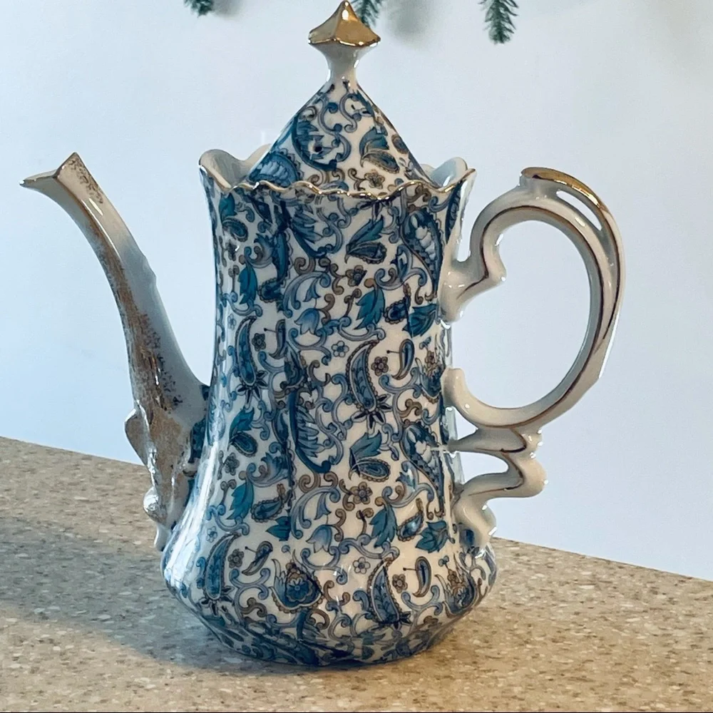 Lefton China Vintage Hand Painted Coffee / Tea  Pot # NE1972